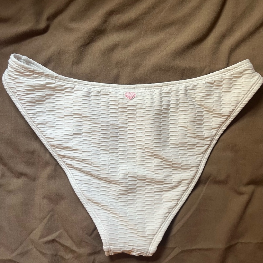 White Textured Bikini Bottom